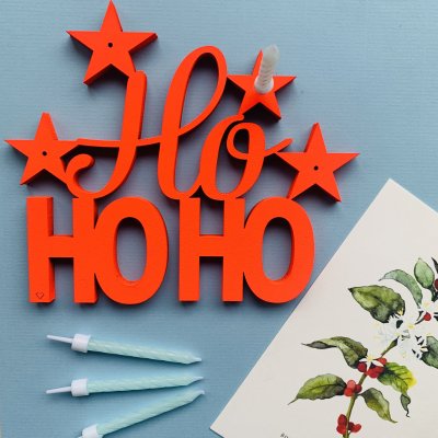 Ho Ho Ho - mit Kerzen 4x