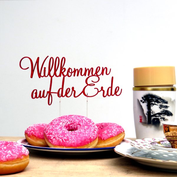 cake toppper Willkommen auf der Erde