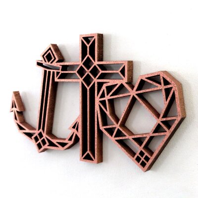 anchor, crucifix, heart