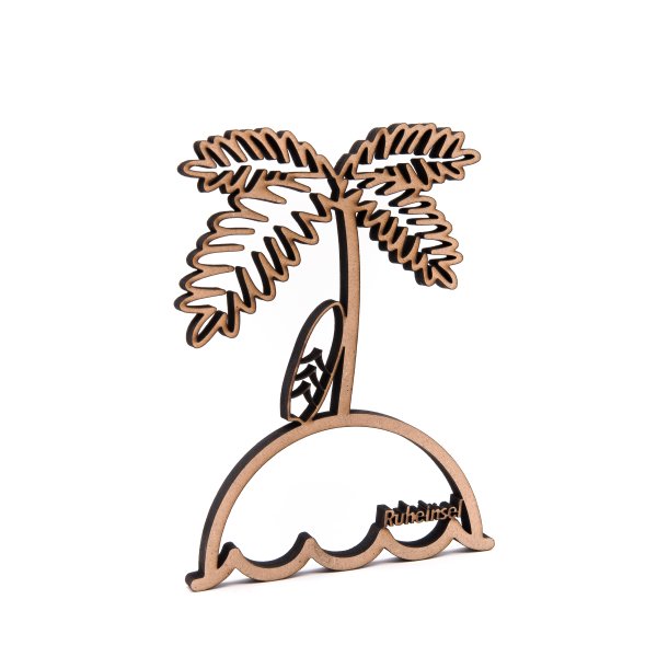 Palm island with text "Ruheinsel"